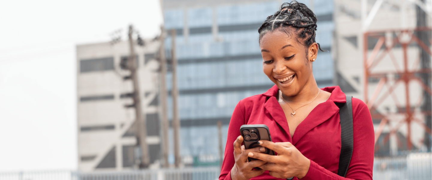 A woman researching fast credit repair in 30 days.