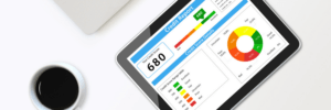 A credit report with a 680 credit score.