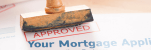 A mortgage application being approved.